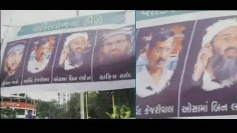 Posters showing Kejriwal with terrorists appeared in Surat city. (Photo: YouTube videograb)
