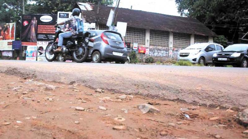 Road edges are too high on Kannur Road near Malabar Christian College. 	(File pic)