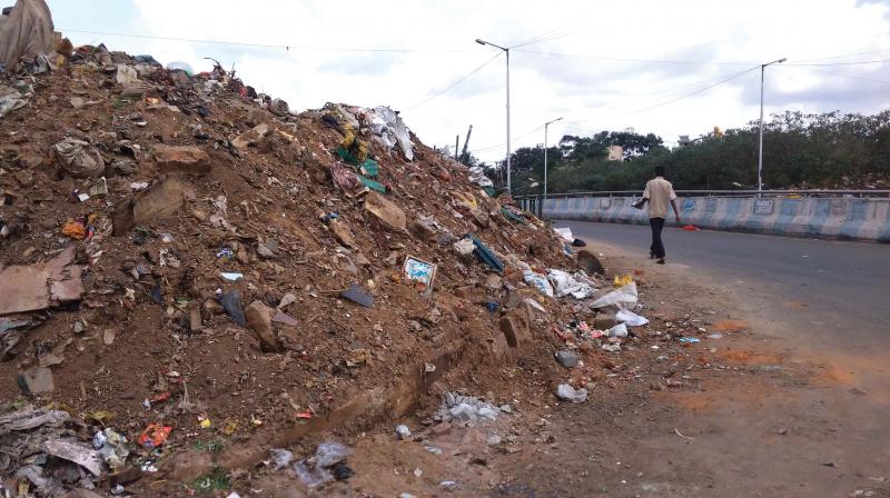 A big pile of garbage at Kadirenahalli Cross 	   Image: DC