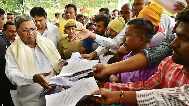 Chief Minister Siddaramaiah at a Janata Darshan held at his residence in Bengaluru on Tuesday		(Photo: KPN)