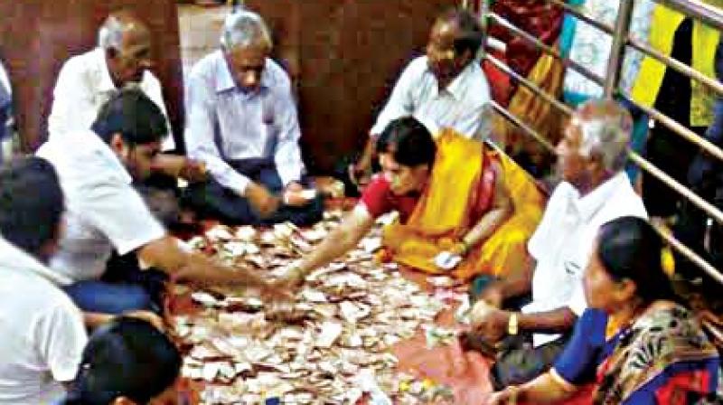 The highest collection was recorded at Dodda Ganapati temple in Basavanagudi, where the Muzrai Department staff counted nearly Rs 26 lakh of which Rs 7 lakh was in Rs 1,000 denomination and Rs 6.5 lakh in Rs 500 denomination.