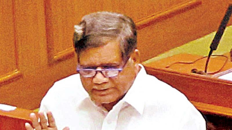 Opposition leader Jagadish Shettar speaks in the Assembly on Tuesday.