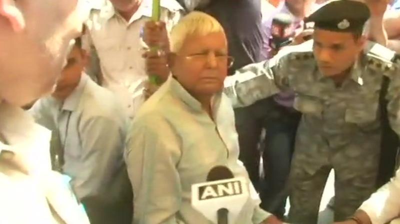 Lalu Prasad, who is serving jail term in Ranchi since December 23 in a fodder scam case, was taken to New Delhi on medical advice for specialised treatment at AIIMS. (Photo: ANI/Twitter)