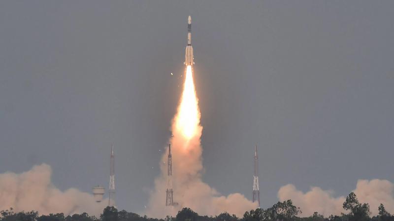 ISROs GSLV-F08 carrying GSAT-6A communication satellite blasts off into the orbit from Satish Dhawan Space Centre, in Sriharikota on Thursday. (Photo: PTI)