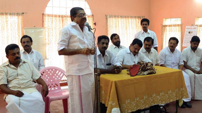Former KPCC chief V. M. Sudheeran inaugurates Kannammoola booth convention at Thiruvananthapuram on Sunday.