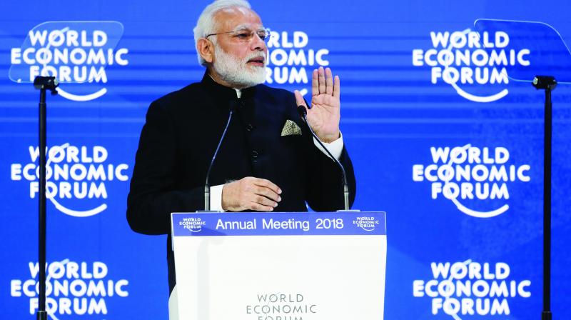 Prime Minister Narendra Modi at the at World Economic Forum plenary in Davos on Tuesday.