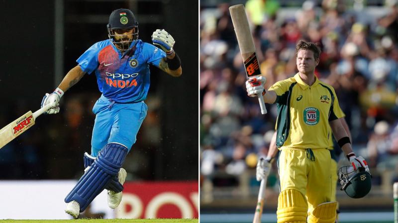 Both Virat Kohli and Steve Smith will be eyeing the top spot of the ICC ODI Rankings, ahead of the series. (Photo: AP)