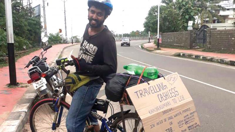 Abhay Velayudhan embarks on on a mission from Kanyakumari  for environment conservation.