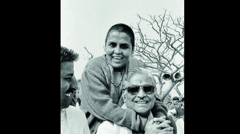Bharatiya Janata Party leaders Uma Bharti and Murli Manohar Joshi in 1992.