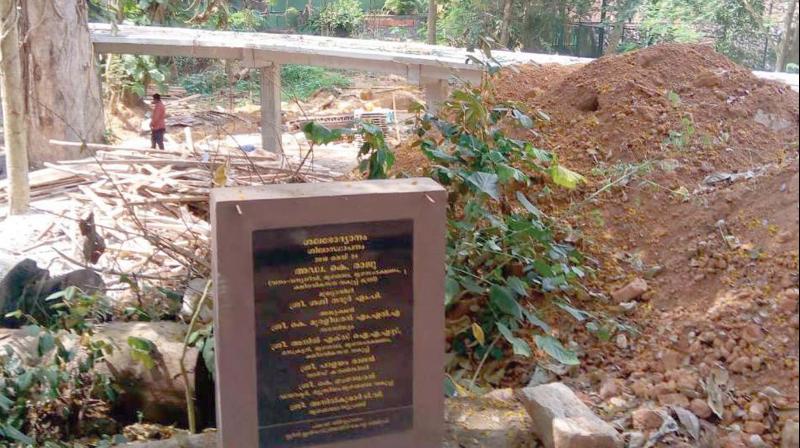 The outdoor butterfly park in Thiruvananthapuram Museum and Zoo under construction.