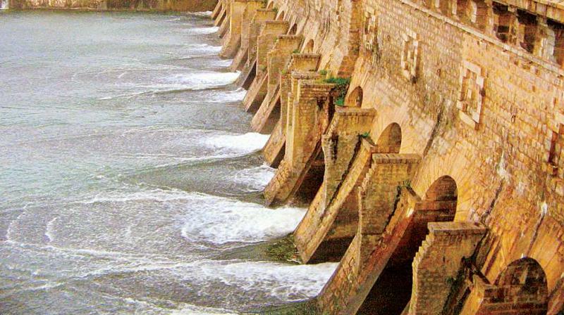 A file photo of the KRS Dam in Mandya where water storage has dipped alarmingly