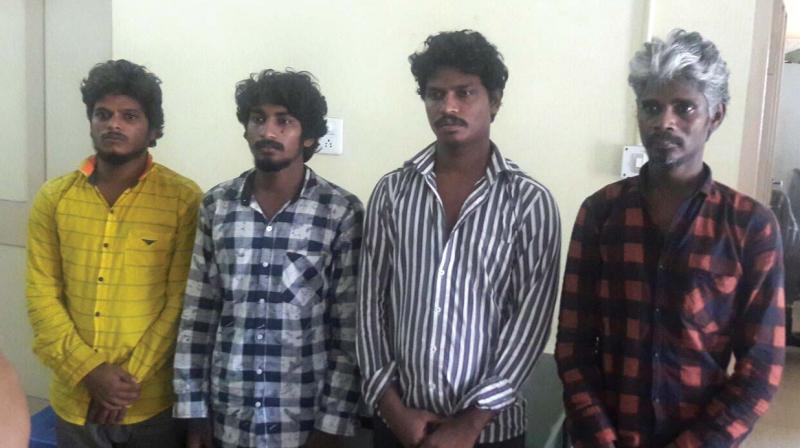 Four people were arrested by the city police for their involvement in a series of burgalaries in temples over the past couple of months.