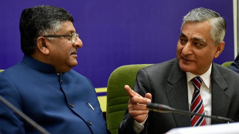 Chief Justice of India T S Thakur with Union Law Minister Ravi Shankar Prasad at the All India conference of the Central Administrative Tribunal (CAT) in New Delhi. (Photo: PTI)