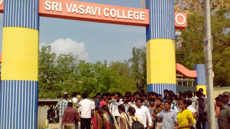 Nearly 250 students from Sri Vasavi College at Vanasthalipuram will be missing out on the intermedidate exams. (Photo courtesy: Facebook)