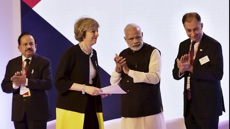 India and United Kingdom on Monday signed two Memorandums of Understanding during UK PM Theresa Mays visit to New Delhi. (Photo: PTI)