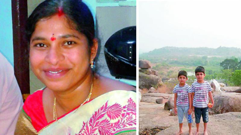 K. Lavanya Reddy and her two sons. 	(Photo:DC)