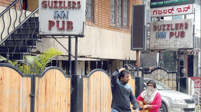 Many bars and pubs displayed No sale of Liquor board on MG Road and adjoining areas on Saturday following a new  directive by supreme court 	KPN