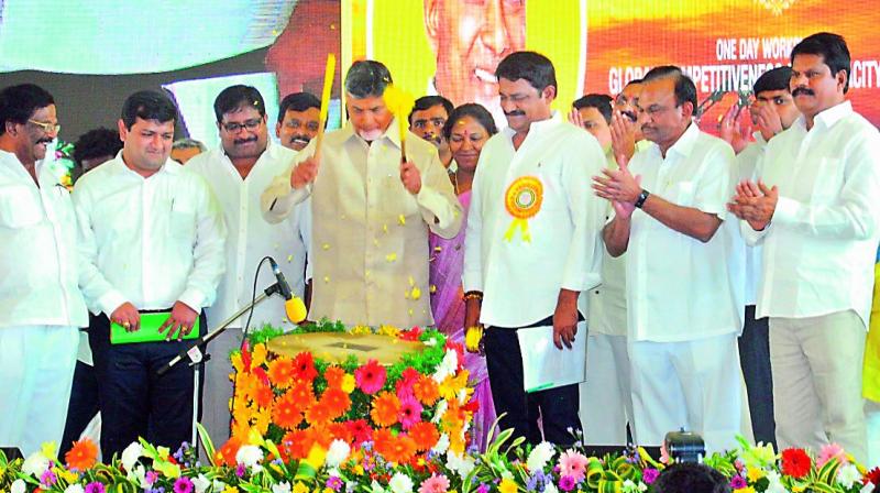 Chief minister N. Chandrababu Naidu participated in Gnana Bheri programme in Ongole on Wednesday.