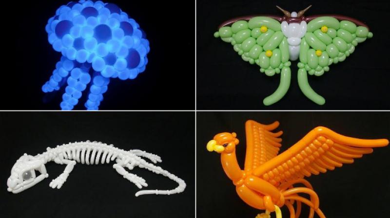 Japanese artist makes spectacular animal figures out of colourful balloons