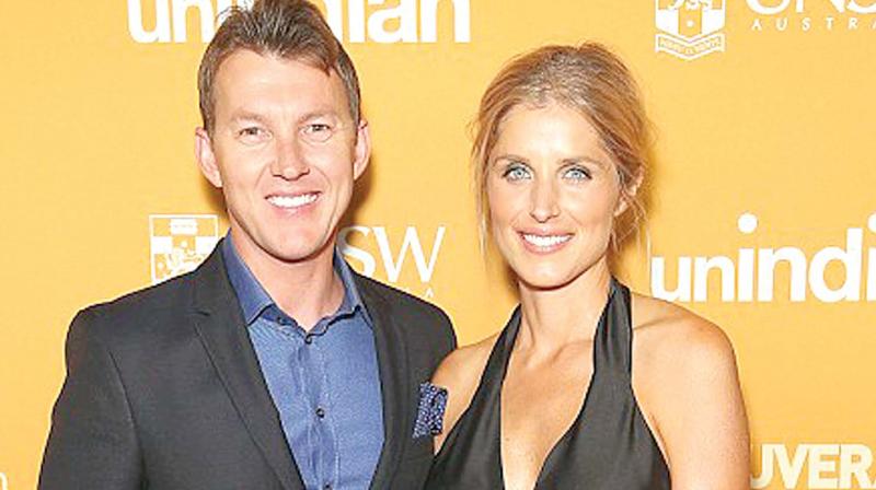 Brett Lee with his wife Lana in a file photograph.