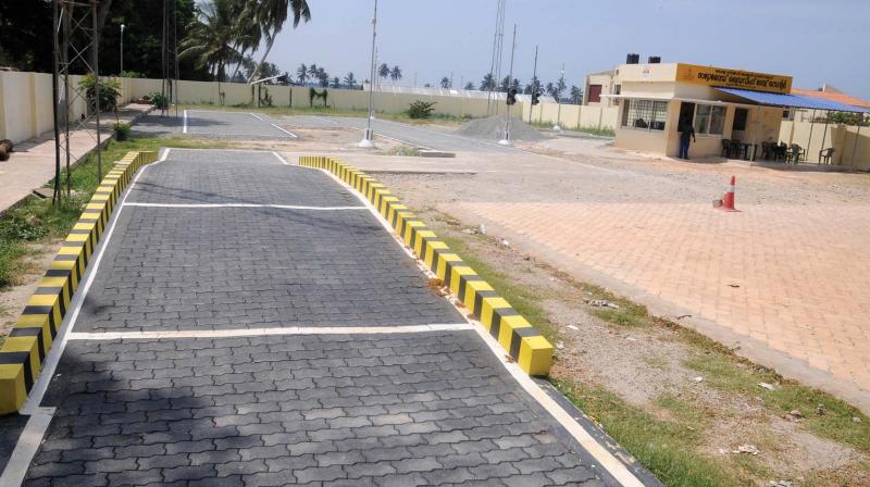 Deserted automated test track at Muttathara in Thiruvananthapuram on Saturday after driving schools boycotted the gradient and reverse parking test mandatory for light motor vehicle driving licence.