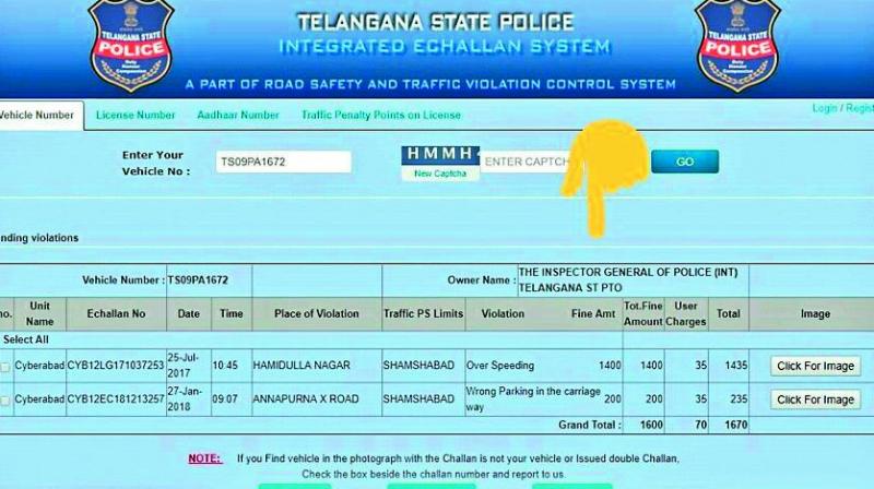 The challan issued to the transport minister.