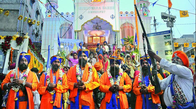 Vaisakhi celebrations at Sri Guru Gobind Singhji Play Grounds, Ameerpet on Saturday: (Deepak Deshpande)
