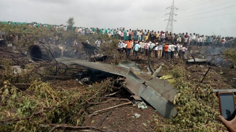 Sukhoi Su-30MKI fighter jet crashed near Nashik in Maharashtra when it was on a test flight. (Photo: Twitter | ANI)