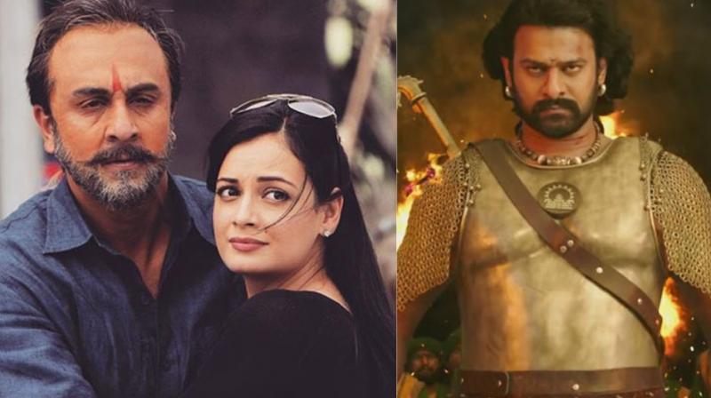 Stills from Sanju and Baahubali: The Conclusion.