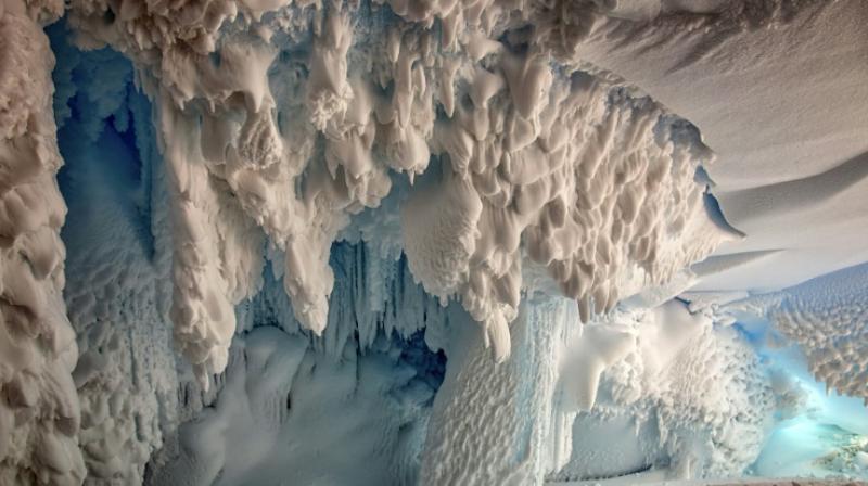 Steam from active volcanoes has hollowed out extensive cave systems under the Antarctic ice that could be home to unique ecosystems, scientists say (Photo: AFP)