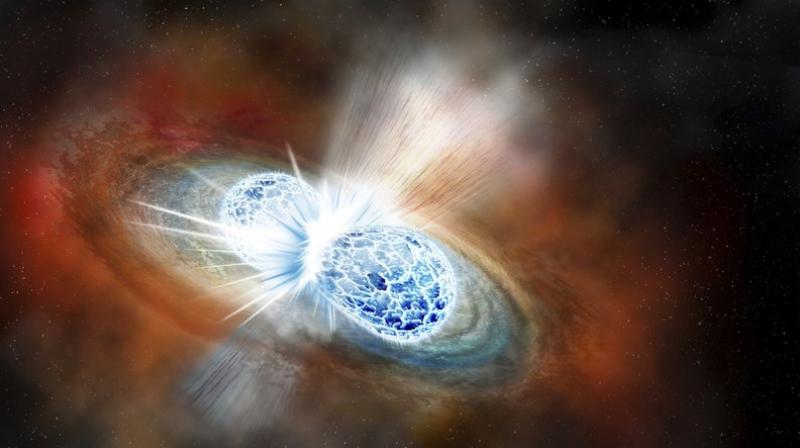 A rendering of a neutron star merger.