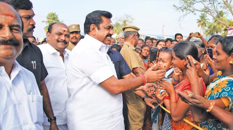 Chief Minister Edappadi K. Palaniswami interacts with public at Salem on Monday.  (DC)