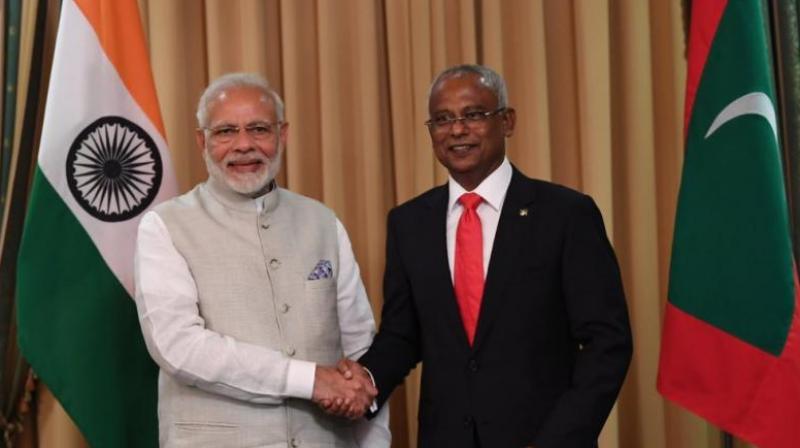 Prime Minister Modi attended the swearing-in ceremony of Solih, who surprisingly defeated strongman Abdulla Yameen in September. (Photo: Twitter | @MEAIndia)