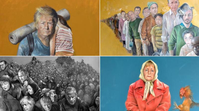 Syrian artist depicts world leaders as refugees in striking photo series
