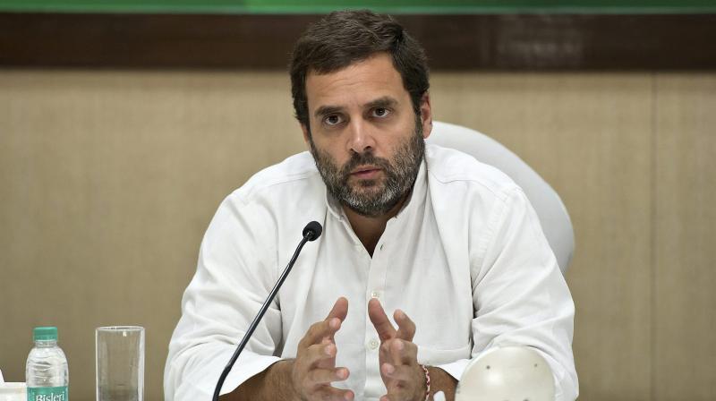 Congress Vice President Rahul Gandhi at Congress Working Committee meeting at AICC HQ in New Delhi. (Photo: PTI)