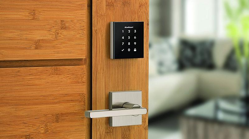 This electronic deadbolt sports a sleek design and fancy security options. Instead of keys, the deadbolt unlocks with your own number codes.