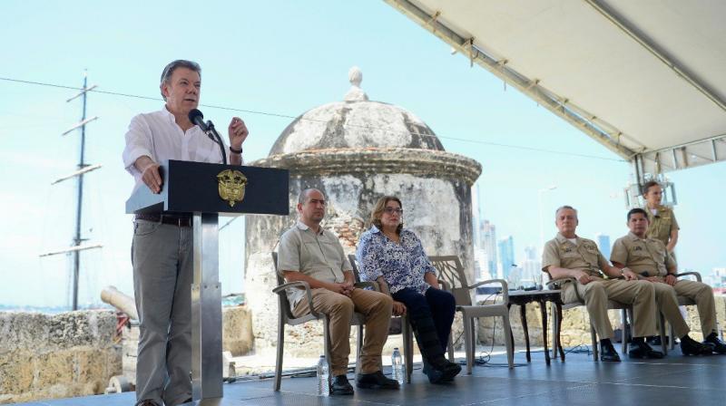 Colombias President Juan Manuel Santos speaks in Cartagena, Colombia July 5, 2017. (Photo:  Juan Manuel Santos Twitter)