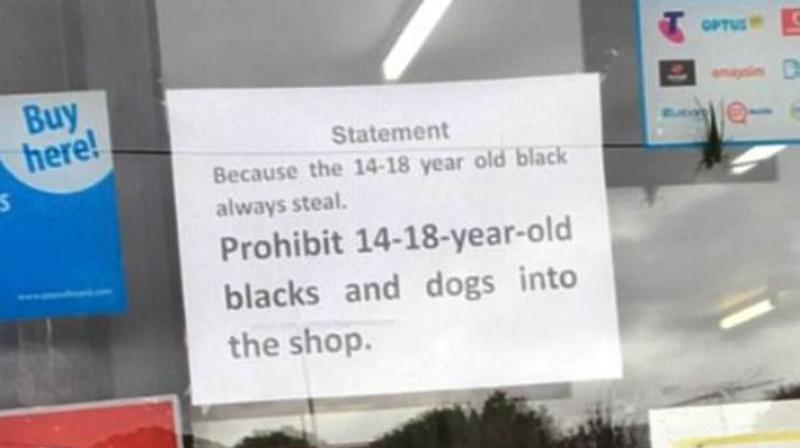 The photo at a milk shop on Burleigh Road in Melbourne has now gone viral and many people are criticising it for the racist statement. (Photo:Twitter/funkycarbon)
