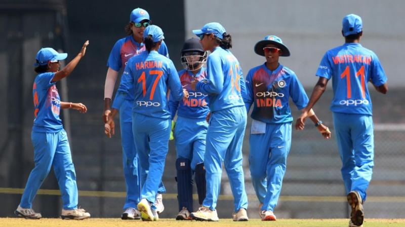 Electing to bat, India scored 169 for 3 in their allotted 20 overs, riding on senior player Mithali Rajs unbeaten 97 off 69 balls. (Photo: BCCI)