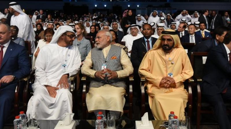 Prime Minister Narendra Modi at the World Government Summit in Dubai, United Arab Emirates. (Photo: Twitter/Narendra Modi)