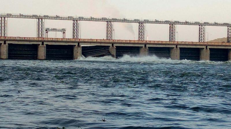 The broken sluice gate, through which Cauvery gushes out. (Photo: DC)