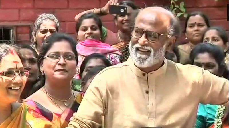 Rajinikanth was talking to reporters after a meeting with the womens wing of his Rajini Makkal Mandram. (Photo: ANI/Twitter)