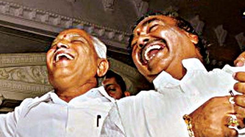 BJP state president B.S.  Yeddyurappa with well known backward class leader of the party, K.S. Eshwarappa