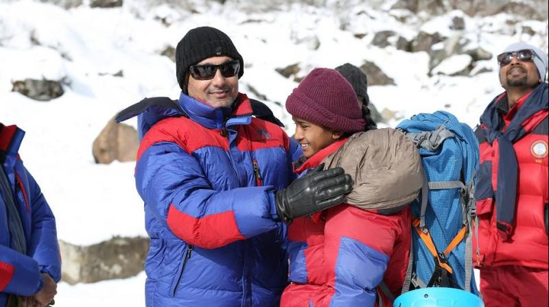 Rahul Bose on the sets of Poorna.