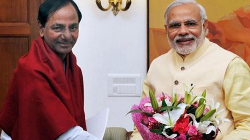 Telangana Chief Minister K. Chandrasekhar Rao with Prime Minister Narendra Modi (Photo: PTI)