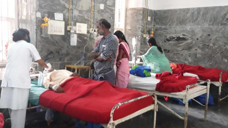 The victims being treated at KR Hospital in Mysuru on Sunday  DC