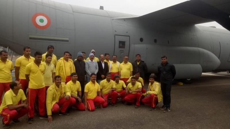 The 20 member team of Odisha Fire Service which is headed by chief fire service officer is meant to assist the local authorities in rescue operations, said the Director General of Odisha Fire Service, Bijay Kumar Sharma. (Photo: ANI)