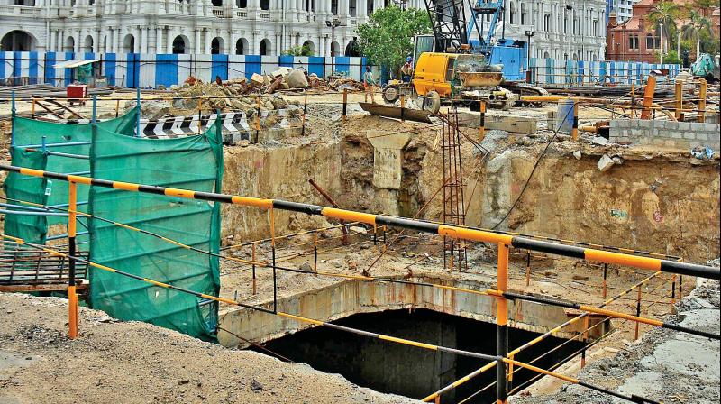 A metro rail worker died at the construction site near Rippon building on  Saturday. (Photo: DC)