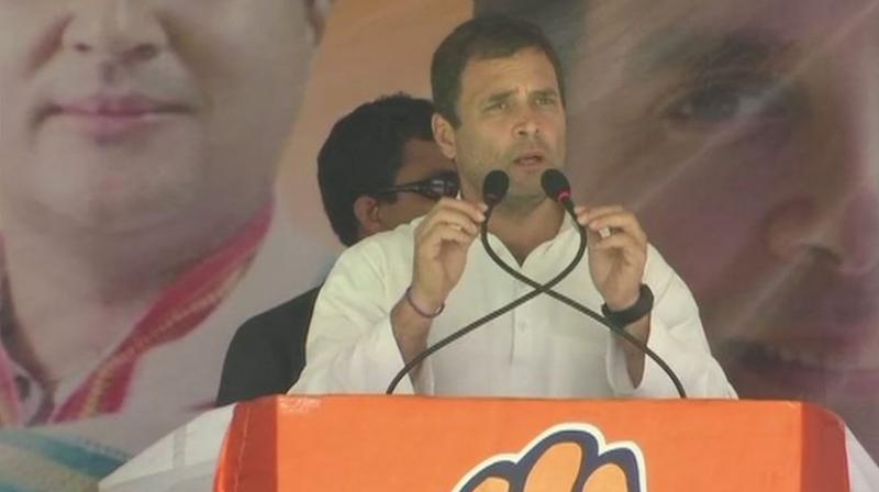 Addressing a campaign rally for the November 28 Madhya Pradesh Assembly polls, Rahul Gandhi said after the note ban, PM Modi made honest and hardworking citizens to stand in queues outside banks. (Photo: Twitter | ANI)