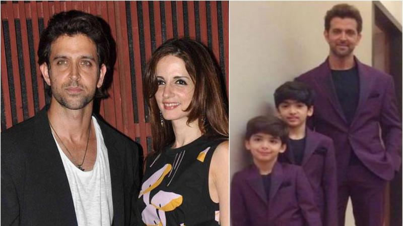Hrithik and his ex wife Sussane Khan took their kids out for dinner.
